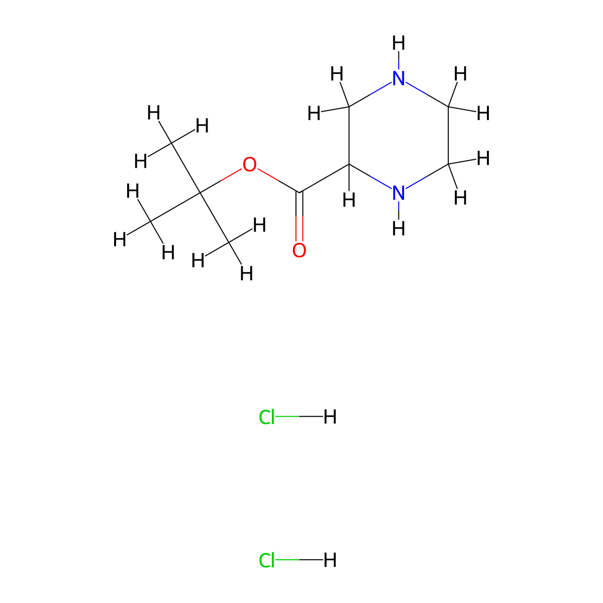 Tert-butyl piperazine-2-carboxylate dihydrochloride molecular structure, CAS 2680527-80-2
