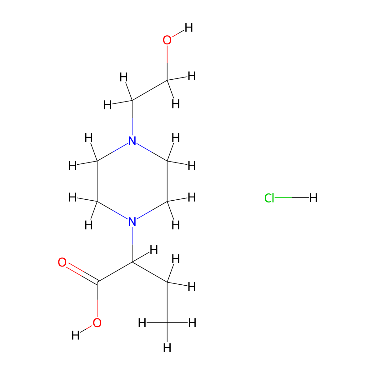 2-[4-(2-Hydroxyethyl)piperazin-1-yl]butanoic acid hydrochloride molecular structure, CAS 2680527-84-6