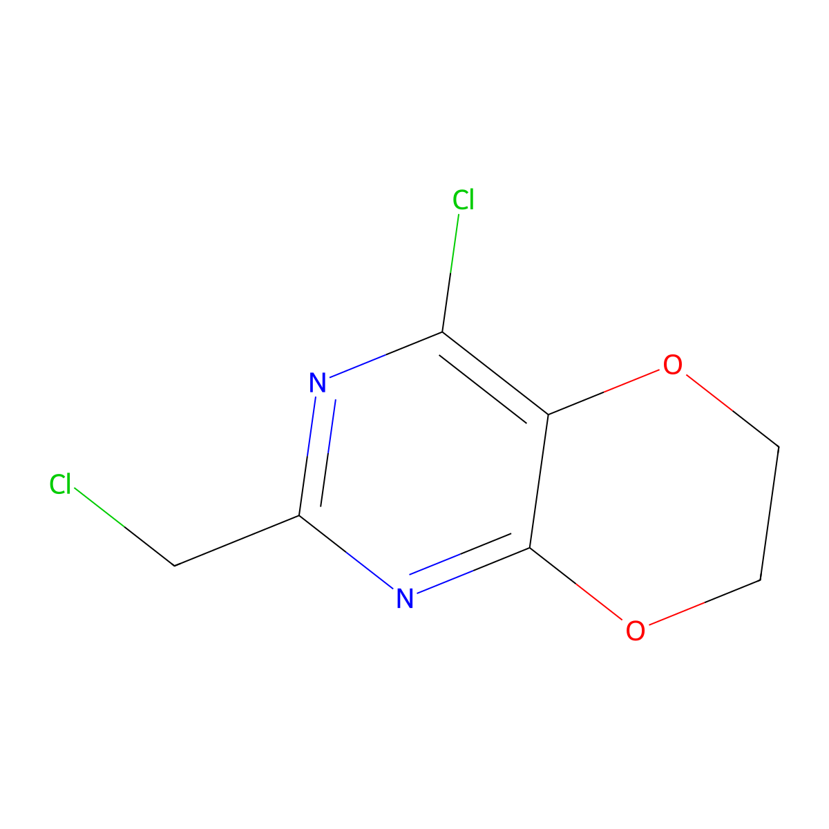 4-chloro-2-(chloromethyl)-6H,7H-[1,4]dioxino[2,3-d]pyrimidine molecular structure, CAS 2680528-03-2