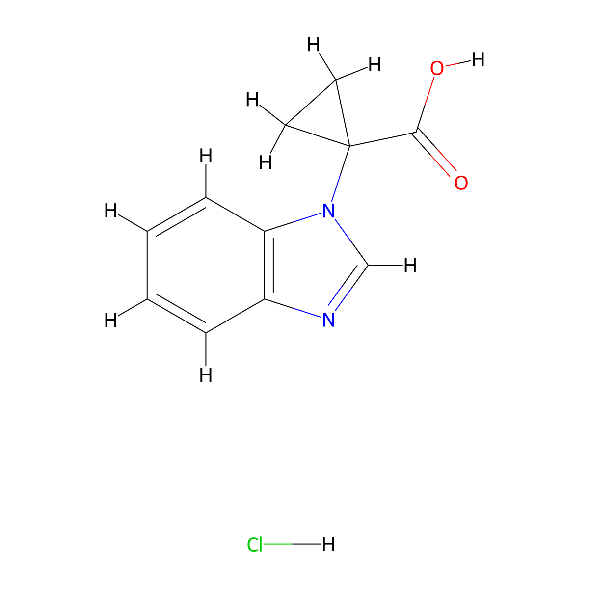 1-(1H-1,3-benzodiazol-1-yl)cyclopropane-1-carboxylic acid hydrochloride molecular structure, CAS 2680528-07-6