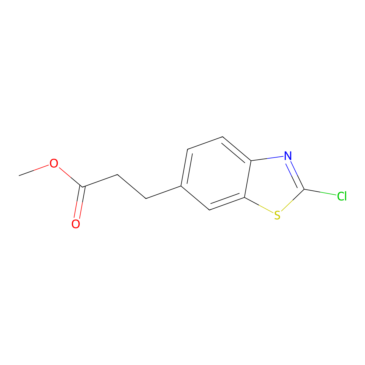 Methyl 3-(2-chloro-1,3-benzothiazol-6-yl)propanoate molecular structure, CAS 2680528-11-2