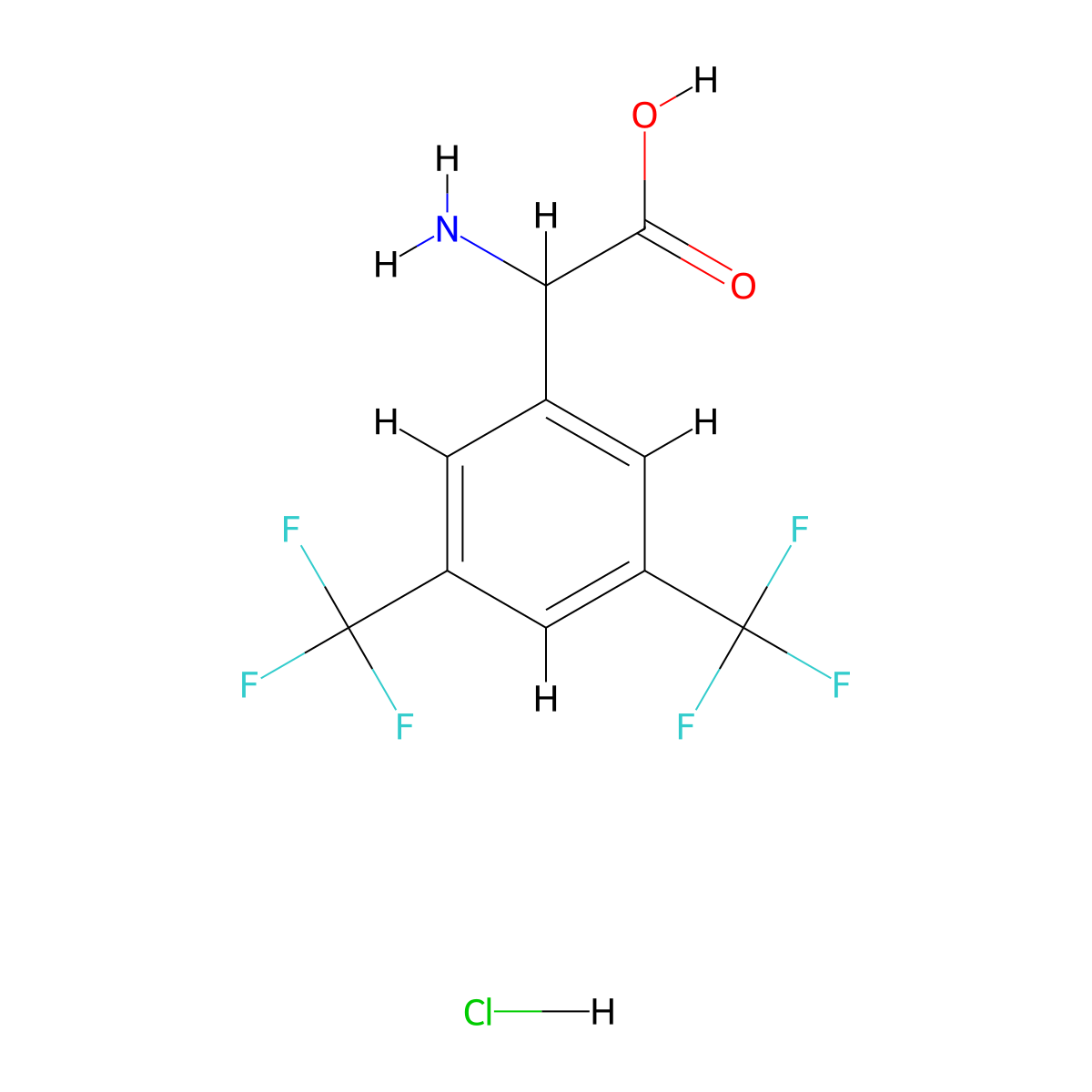 2-Amino-2-[3,5-bis(trifluoromethyl)phenyl]acetic acid hydrochloride molecular structure, CAS 2680528-12-3