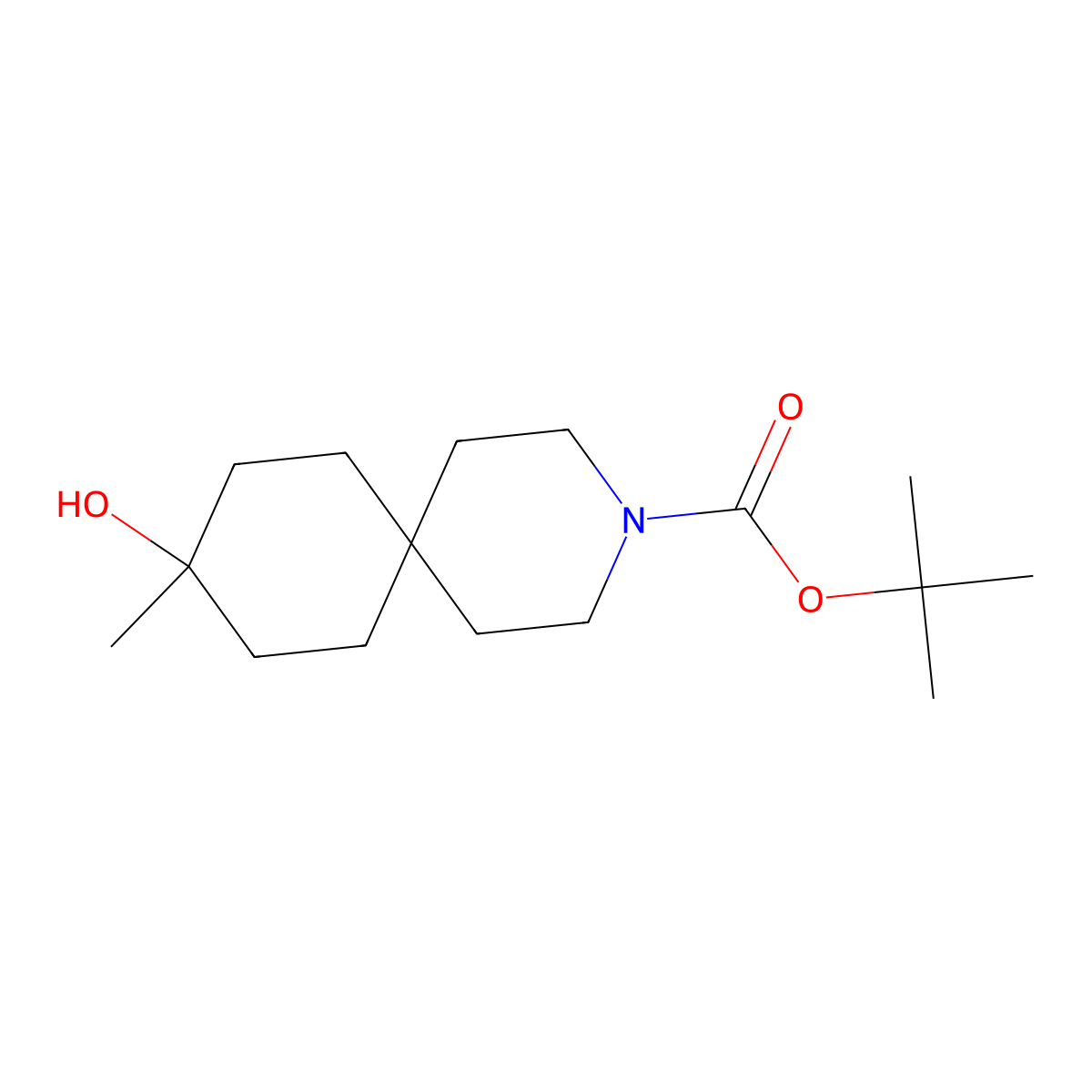 tert-Butyl 9-hydroxy-9-methyl-3-azaspiro[5.5]undecane-3-carboxylate molecular structure, CAS 2680528-18-9