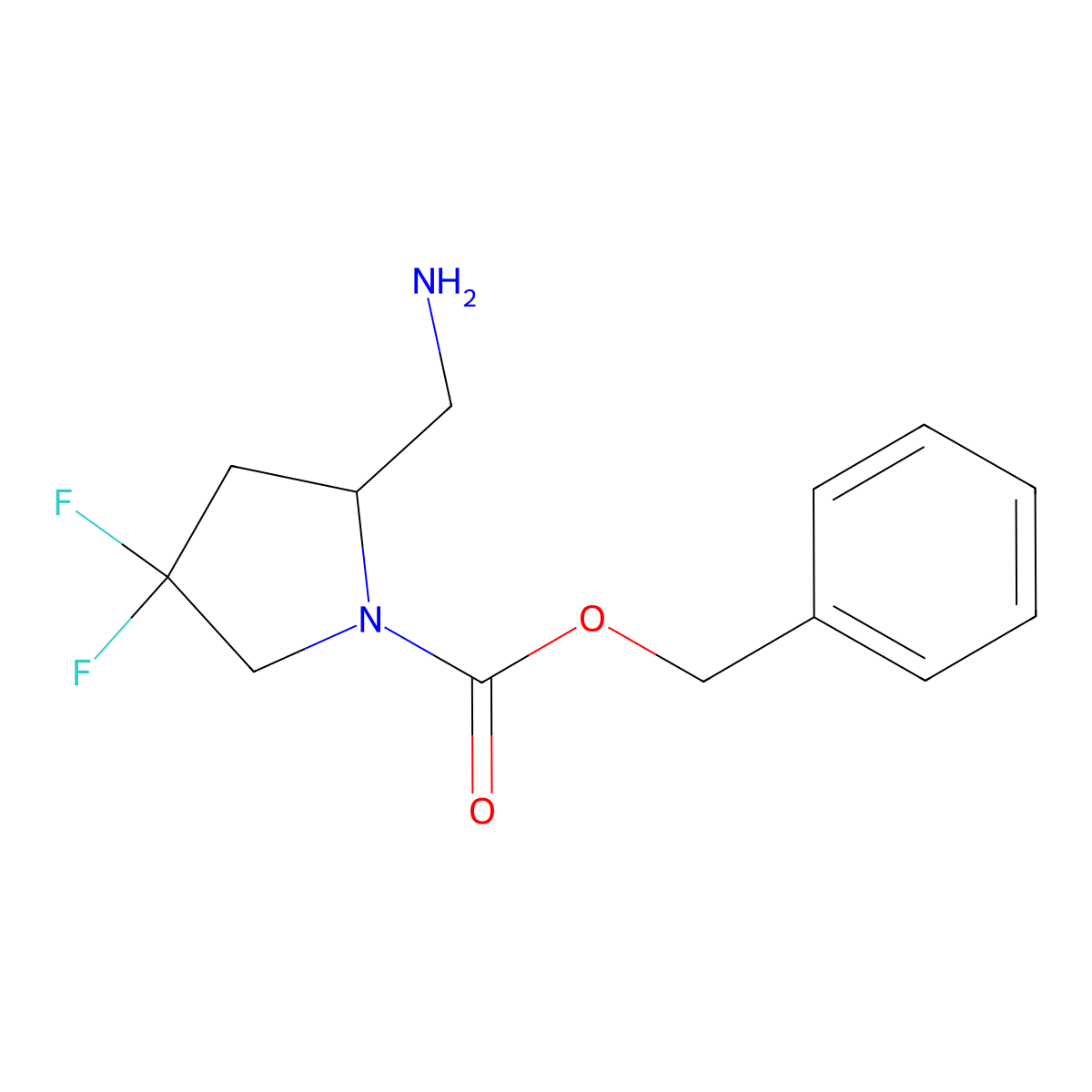 Benzyl 2-(aminomethyl)-4,4-difluoropyrrolidine-1-carboxylate molecular structure, CAS 2680528-20-3