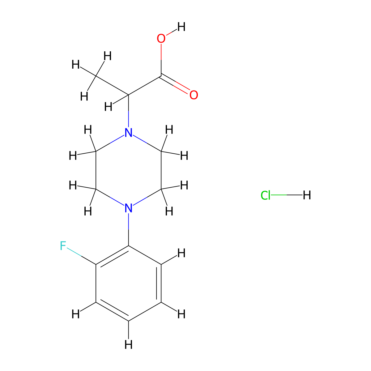 2-[4-(2-Fluorophenyl)piperazin-1-yl]propanoic acid hydrochloride molecular structure, CAS 2680528-21-4