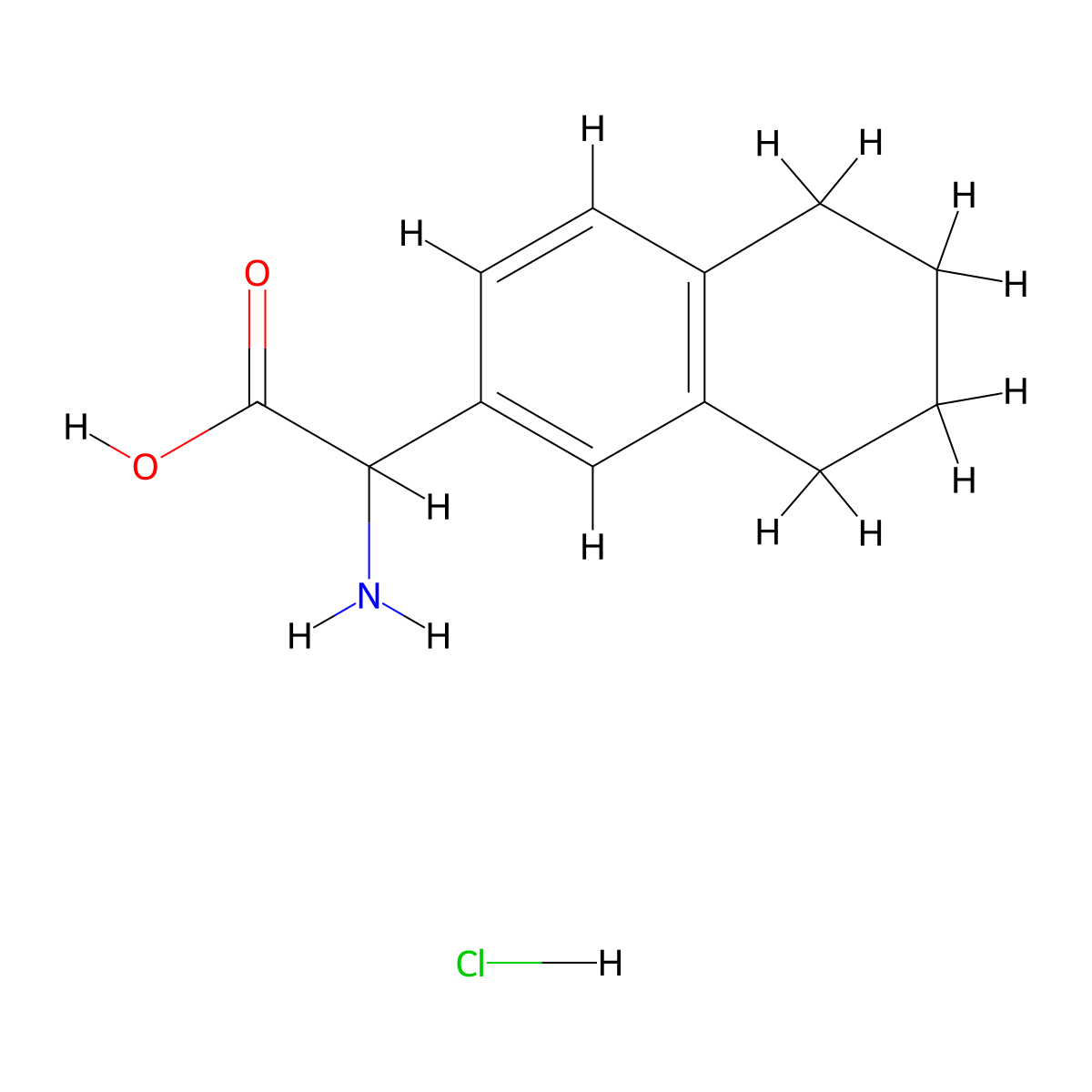 2-Amino-2-(5,6,7,8-tetrahydronaphthalen-2-yl)acetic acid hydrochloride molecular structure, CAS 2680528-28-1