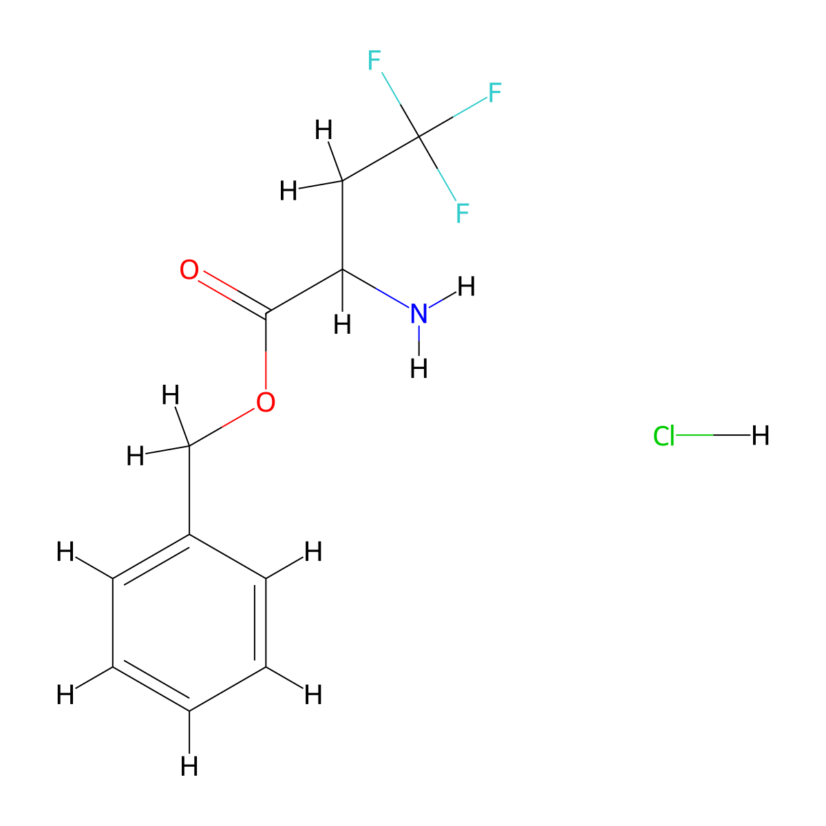 Benzyl 2-amino-4,4,4-trifluorobutanoate hydrochloride molecular structure, CAS 2680528-33-8