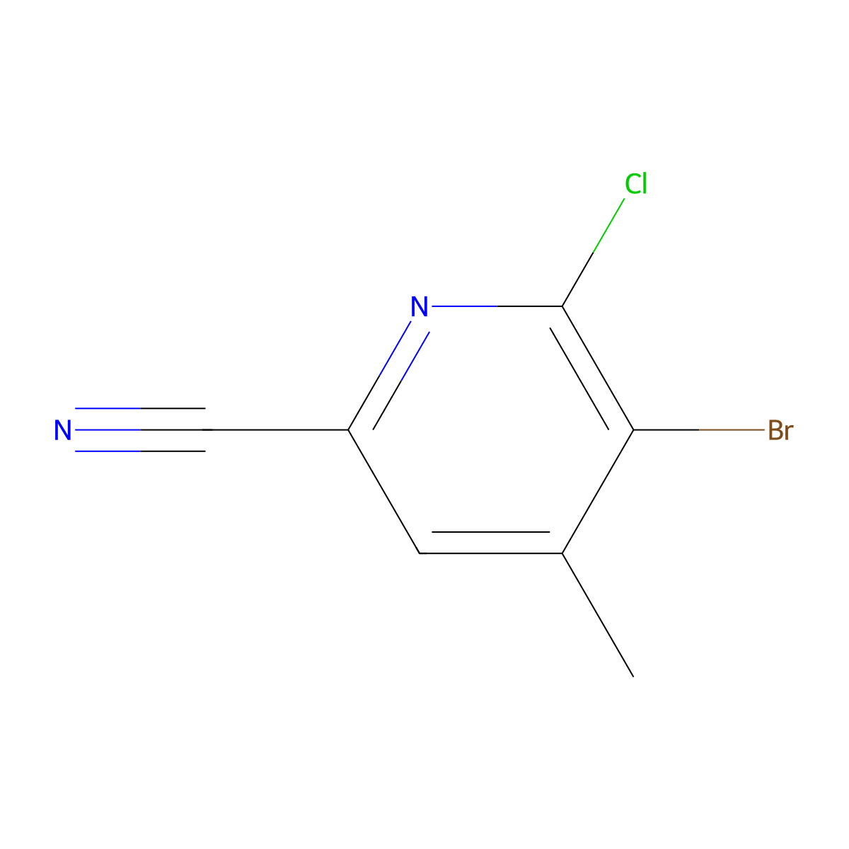 5-Bromo-6-chloro-4-methylpyridine-2-carbonitrile molecular structure, CAS 2680528-35-0