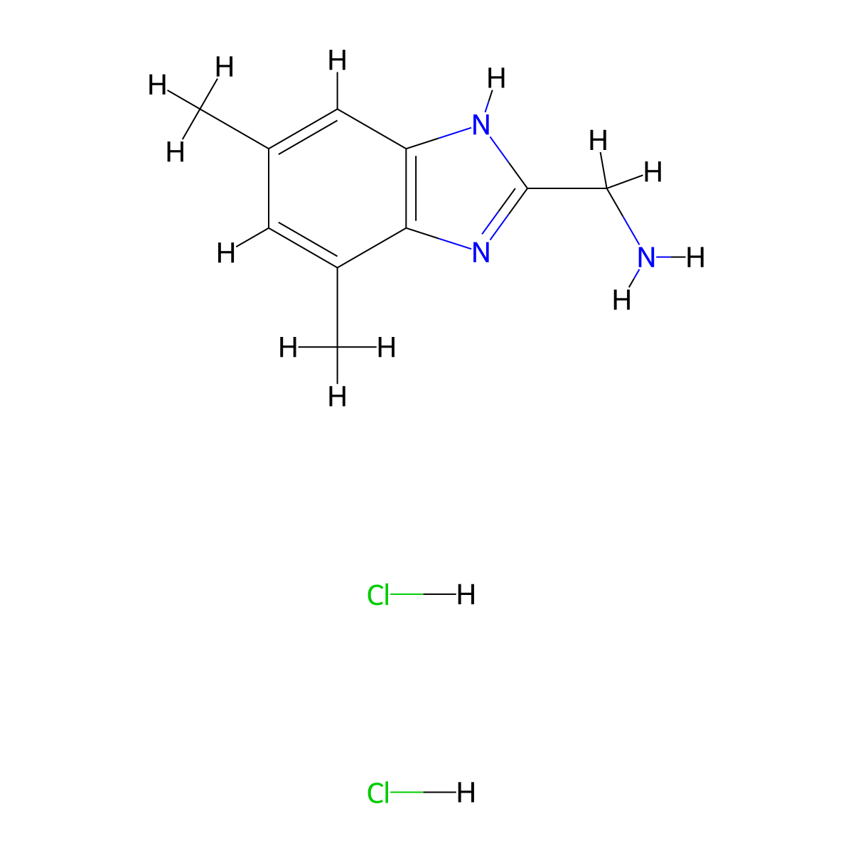 1-(4,6-dimethyl-1H-1,3-benzodiazol-2-yl)methanamine dihydrochloride molecular structure, CAS 2680528-38-3
