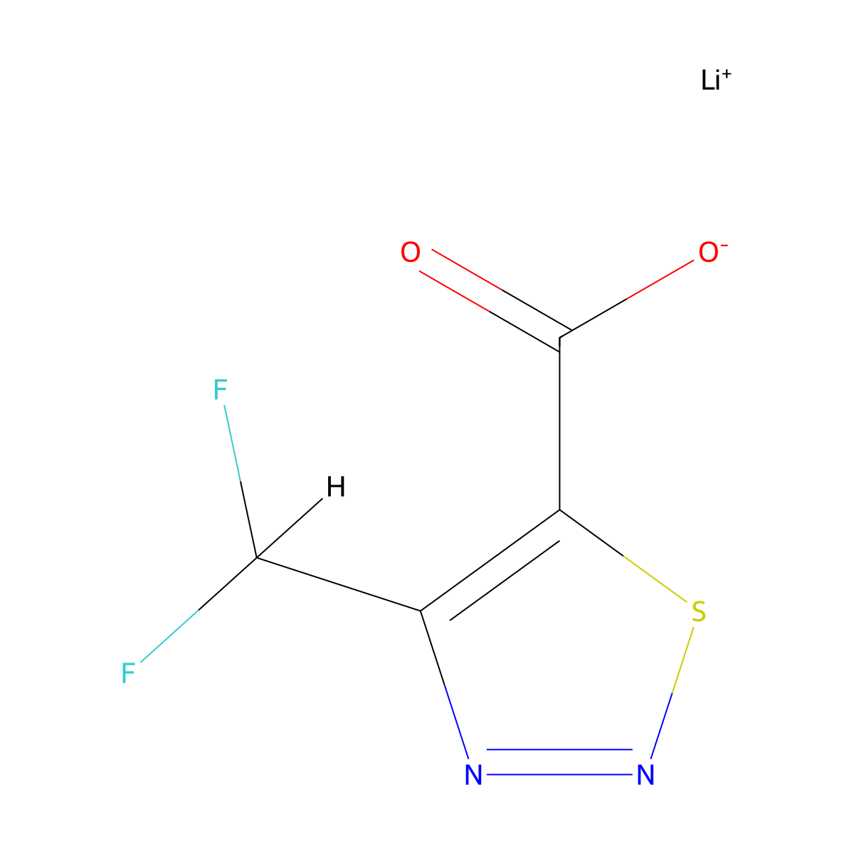 Lithium(1+) 4-(difluoromethyl)-1,2,3-thiadiazole-5-carboxylate molecular structure, CAS 2680528-45-2