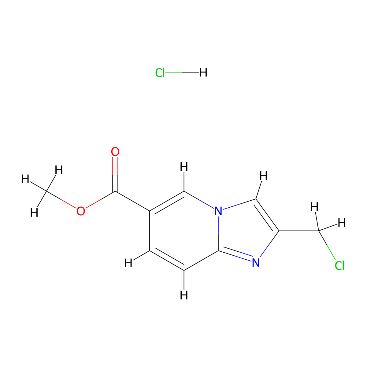 Methyl 2-(chloromethyl)imidazo[1,2-a]pyridine-6-carboxylate hydrochloride molecular structure, CAS 2680528-50-9