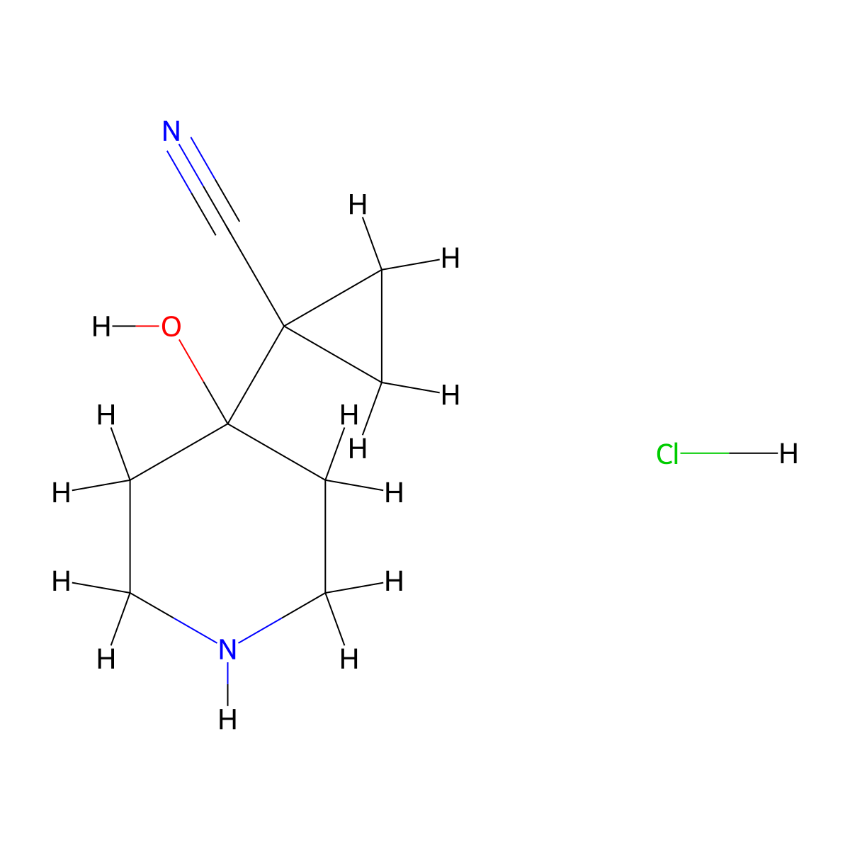 1-(4-Hydroxypiperidin-4-yl)cyclopropane-1-carbonitrile hydrochloride molecular structure, CAS 2680528-53-2