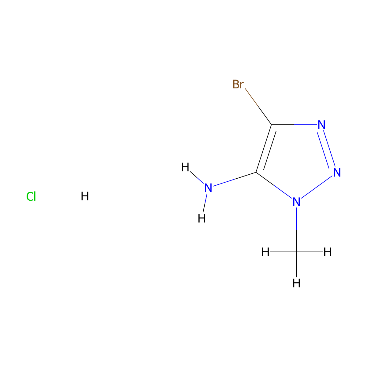 4-bromo-1-methyl-1H-1,2,3-triazol-5-amine hydrochloride molecular structure, CAS 2680528-55-4