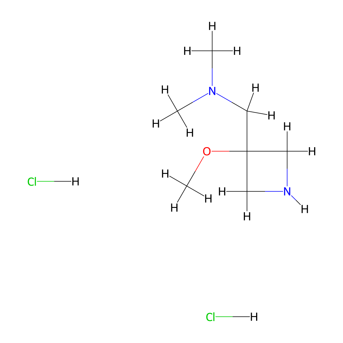 ((3-Methoxyazetidin-3-yl)methyl)dimethylamine dihydrochloride molecular structure, CAS 2680528-61-2