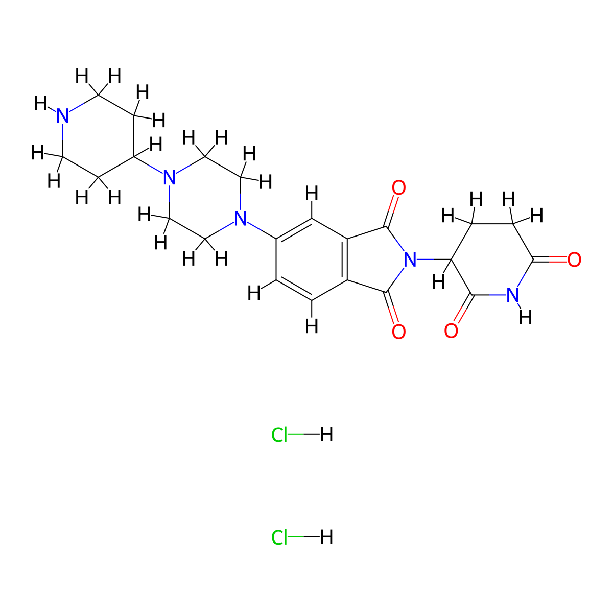 2-(2,6-dioxopiperidin-3-yl)-5-[4-(piperidin-4-yl)piperazin-1-yl]-2,3-dihydro-1H-isoindole-1,3-dione dihydrochloride molecular structure, CAS 2680528-65-6