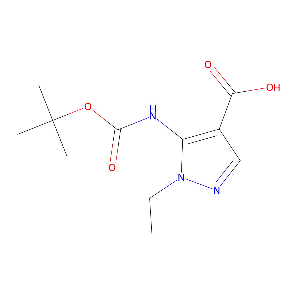 5-{[(tert-butoxy)carbonyl]amino}-1-ethyl-1H-pyrazole-4-carboxylic acid molecular structure, CAS 2680528-66-7