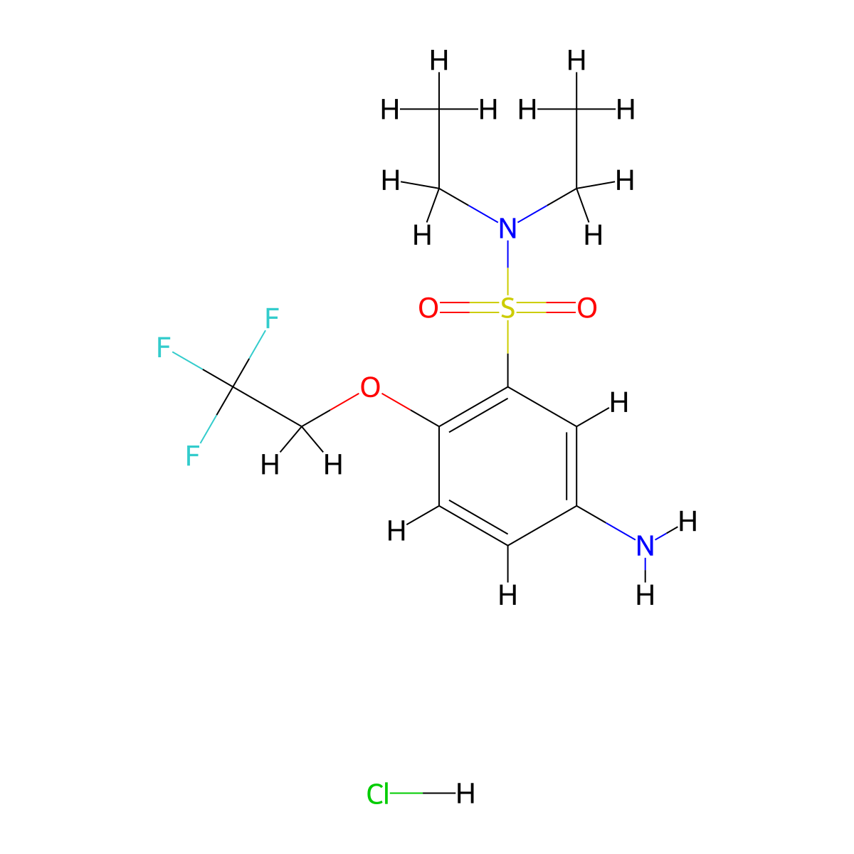 5-amino-N,N-diethyl-2-(2,2,2-trifluoroethoxy)benzene-1-sulfonamide hydrochloride molecular structure, CAS 2680528-68-9