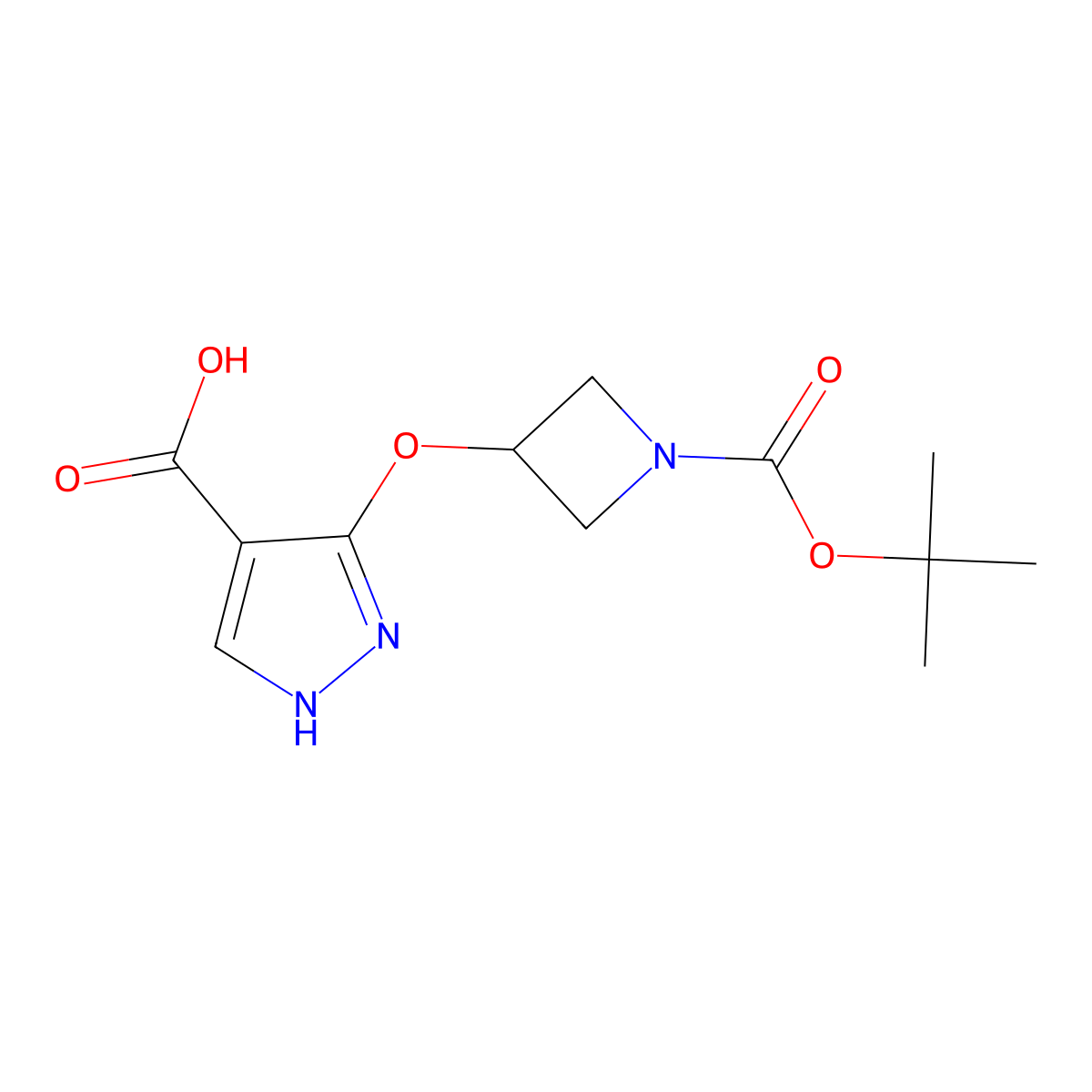 3-({1-[(tert-butoxy)carbonyl]azetidin-3-yl}oxy)-1H-pyrazole-4-carboxylic acid molecular structure, CAS 2680528-69-0