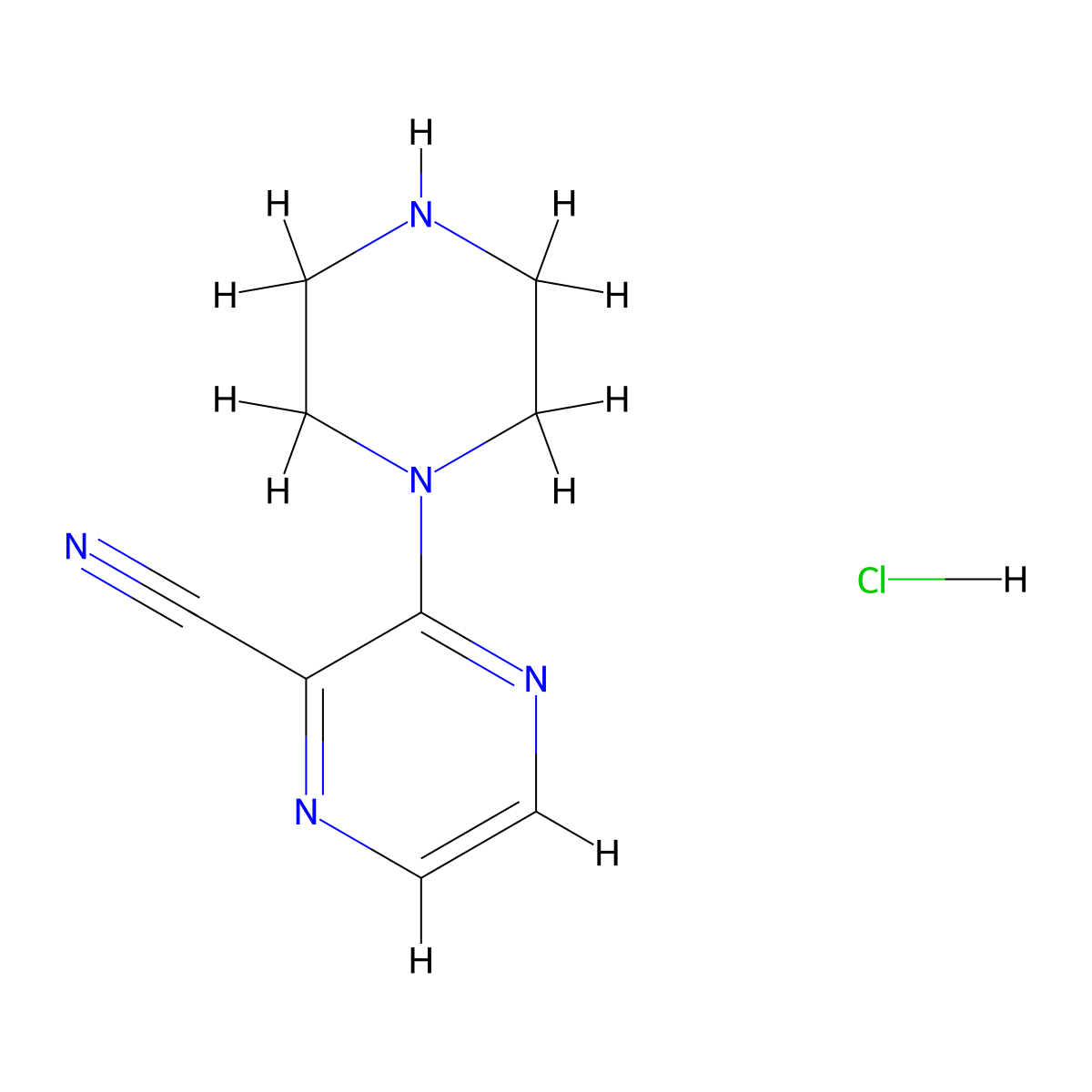 3-(Piperazin-1-yl)pyrazine-2-carbonitrile hydrochloride molecular structure, CAS 2680528-76-9