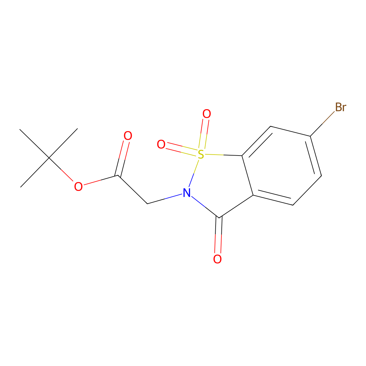 Tert-butyl 2-(6-bromo-1,1,3-trioxo-2,3-dihydro-1lambda6,2-benzothiazol-2-yl)acetate molecular structure, CAS 2680528-77-0