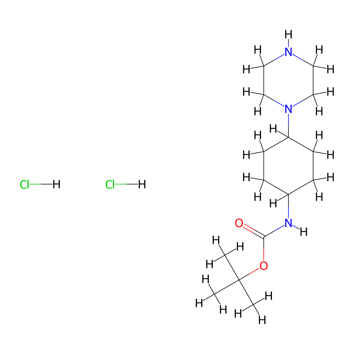 tert-butyl N-(4-(piperazin-1-yl)cyclohexyl)carbamate dihydrochloride molecular structure, CAS 2680528-78-1