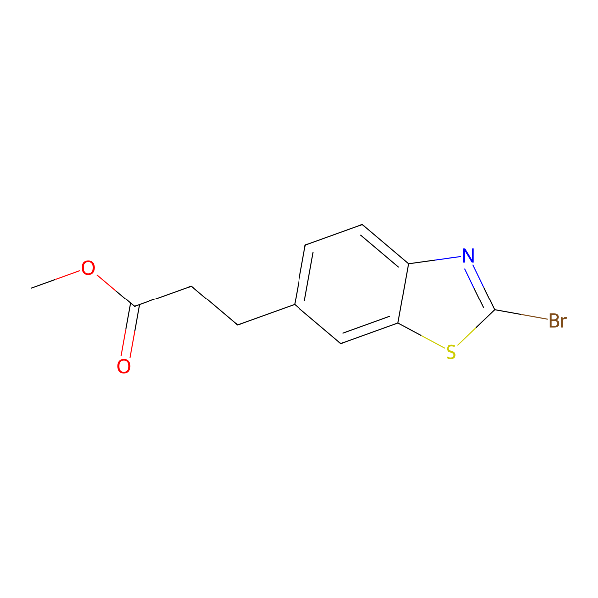 Methyl 3-(2-bromo-1,3-benzothiazol-6-yl)propanoate molecular structure, CAS 2680528-79-2