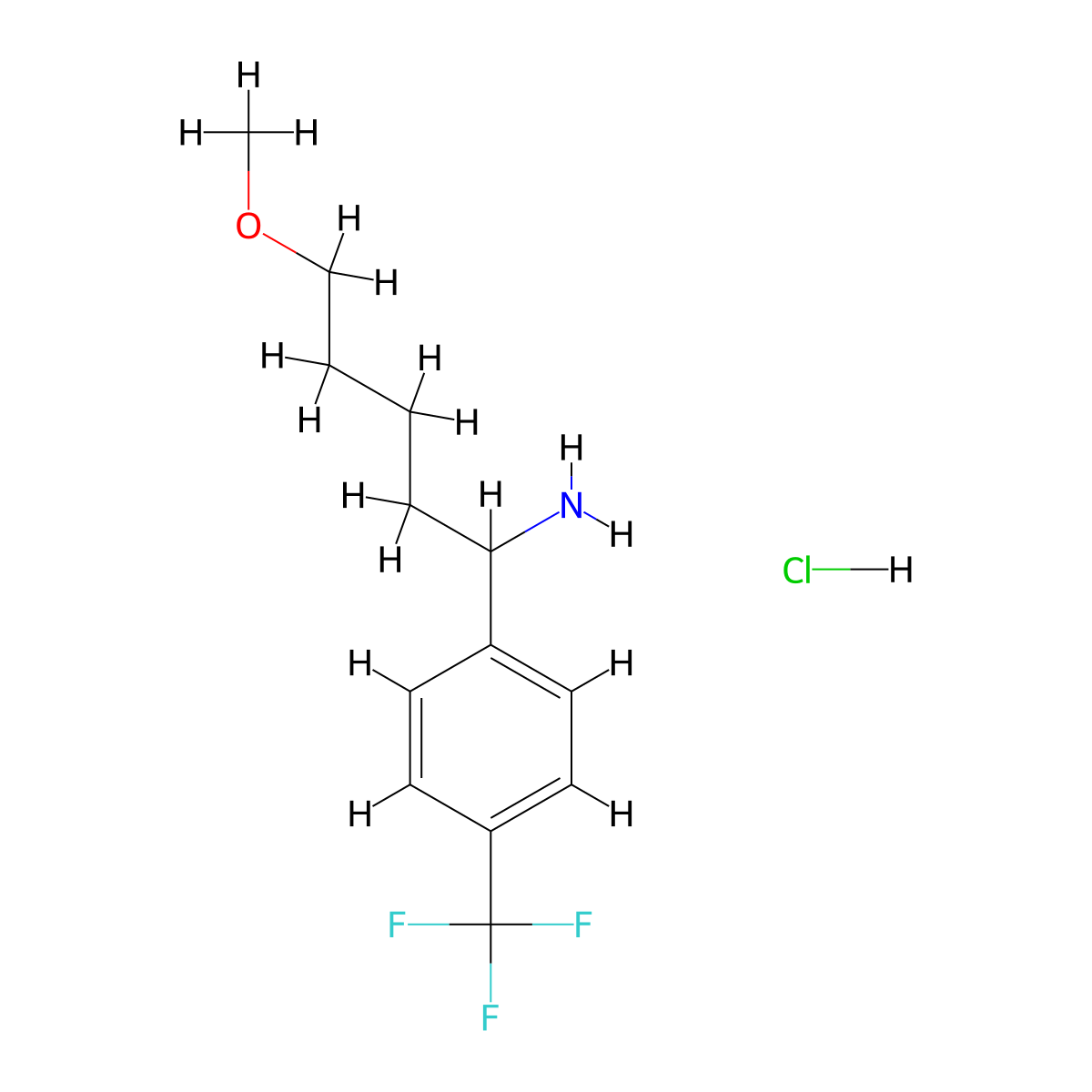 5-Methoxy-1-[4-(trifluoromethyl)phenyl]pentan-1-amine hydrochloride molecular structure, CAS 2680529-01-3