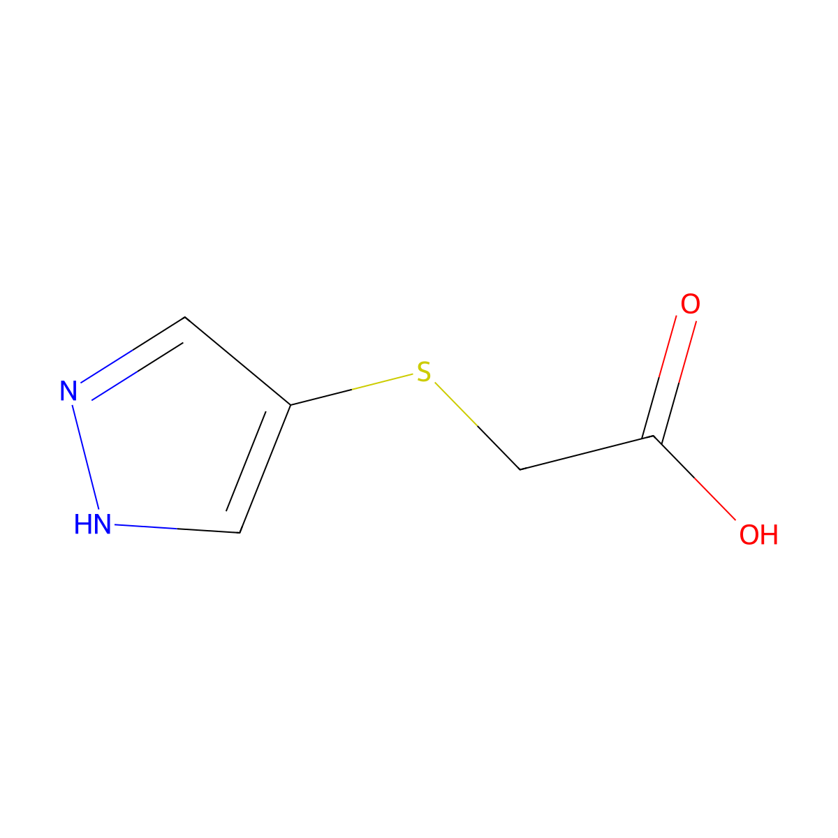 2-(1H-pyrazol-4-ylsulfanyl)acetic acid molecular structure, CAS 2680529-19-3