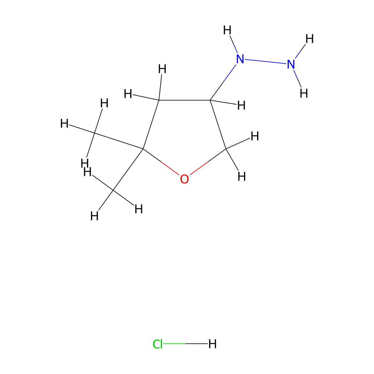 (5,5-Dimethyloxolan-3-yl)hydrazine hydrochloride molecular structure, CAS 2680529-26-2