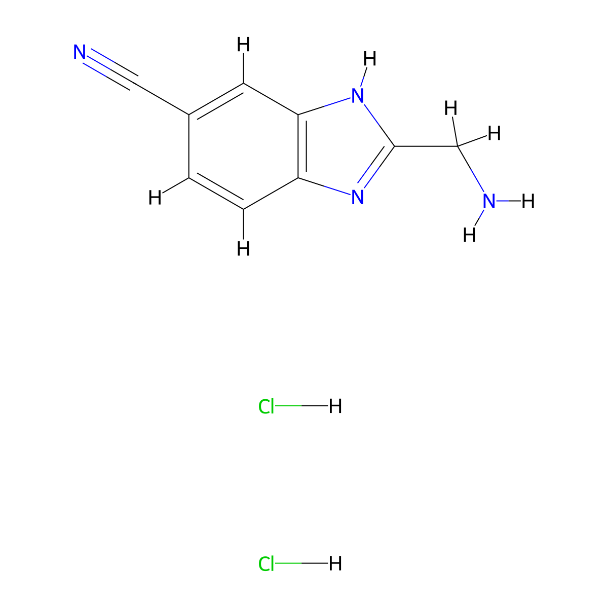 2-(aminomethyl)-1H-1,3-benzodiazole-6-carbonitrile dihydrochloride molecular structure, CAS 2680529-28-4