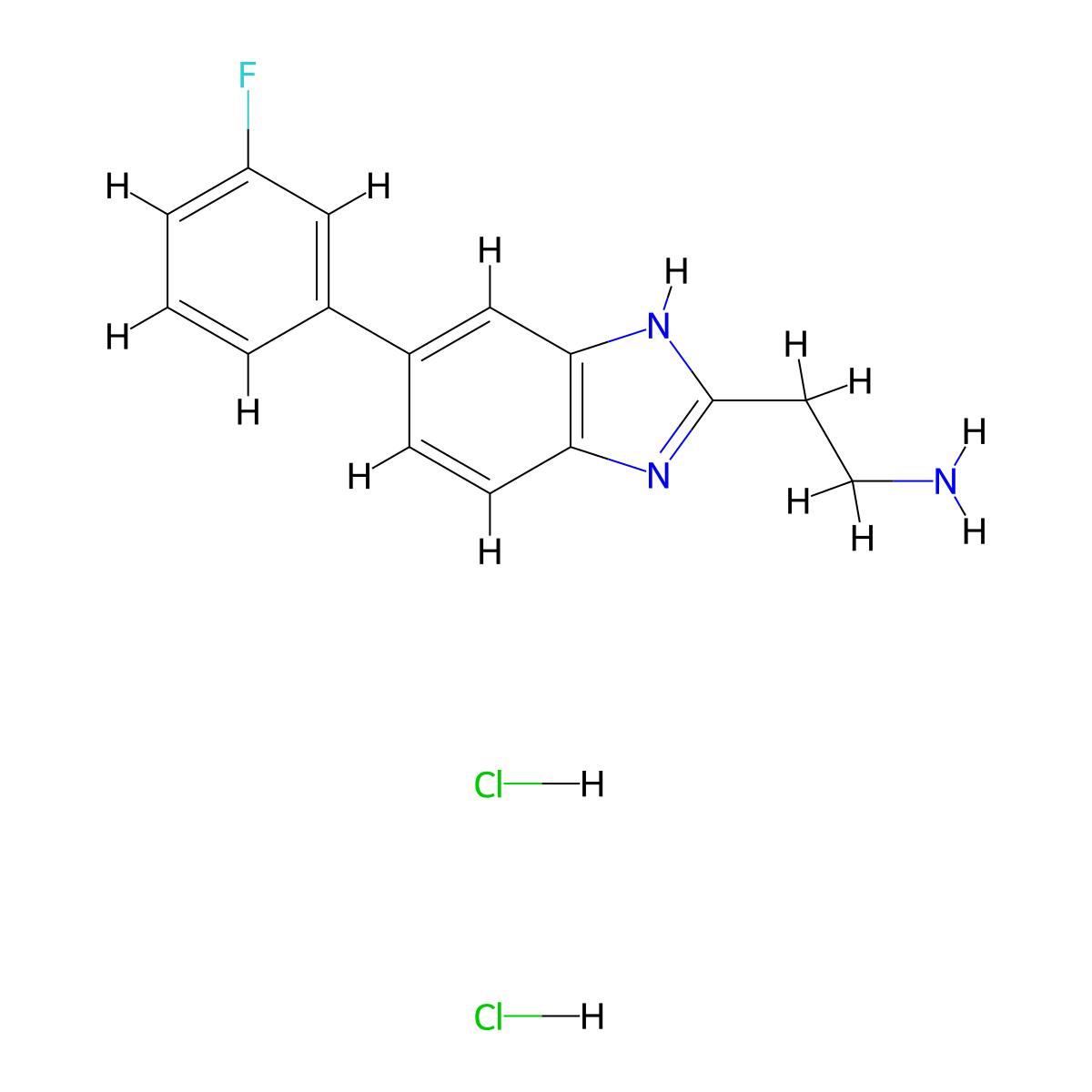 2-[5-(3-fluorophenyl)-1H-1,3-benzodiazol-2-yl]ethan-1-amine dihydrochloride molecular structure, CAS 2680529-32-0