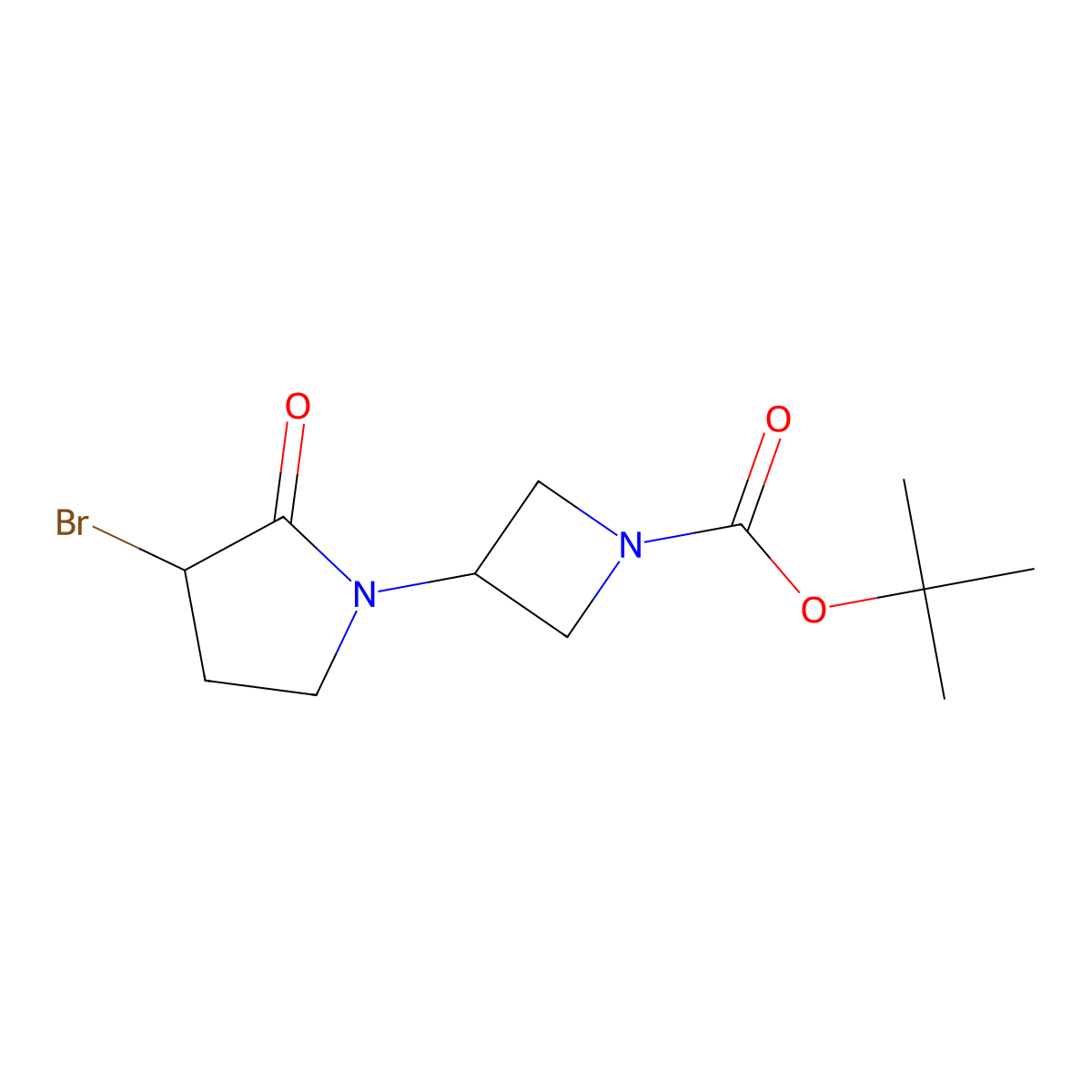 Tert-butyl 3-(3-bromo-2-oxopyrrolidin-1-yl)azetidine-1-carboxylate molecular structure, CAS 2680529-34-2