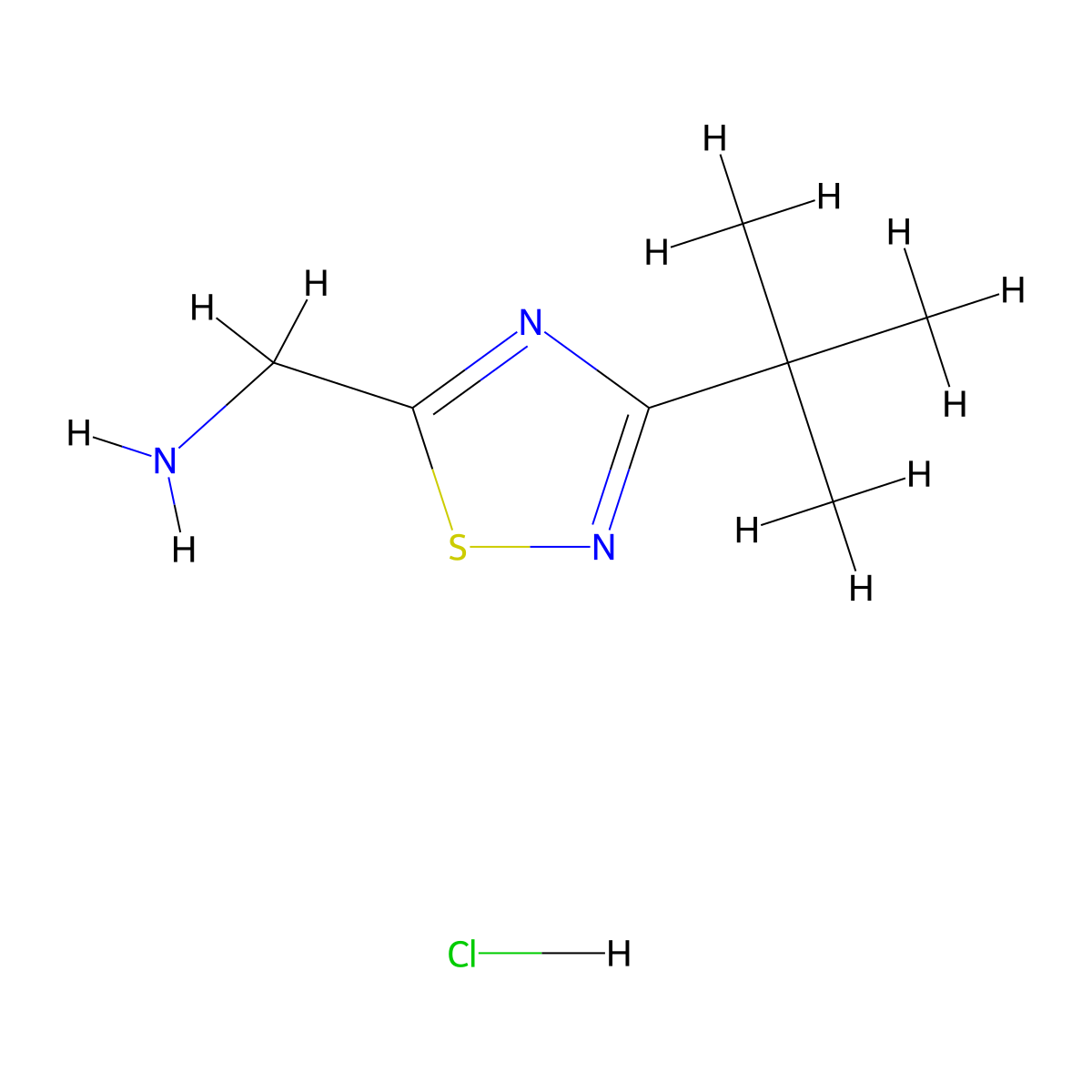 1-(3-Tert-butyl-1,2,4-thiadiazol-5-yl)methanamine hydrochloride molecular structure, CAS 2680529-36-4
