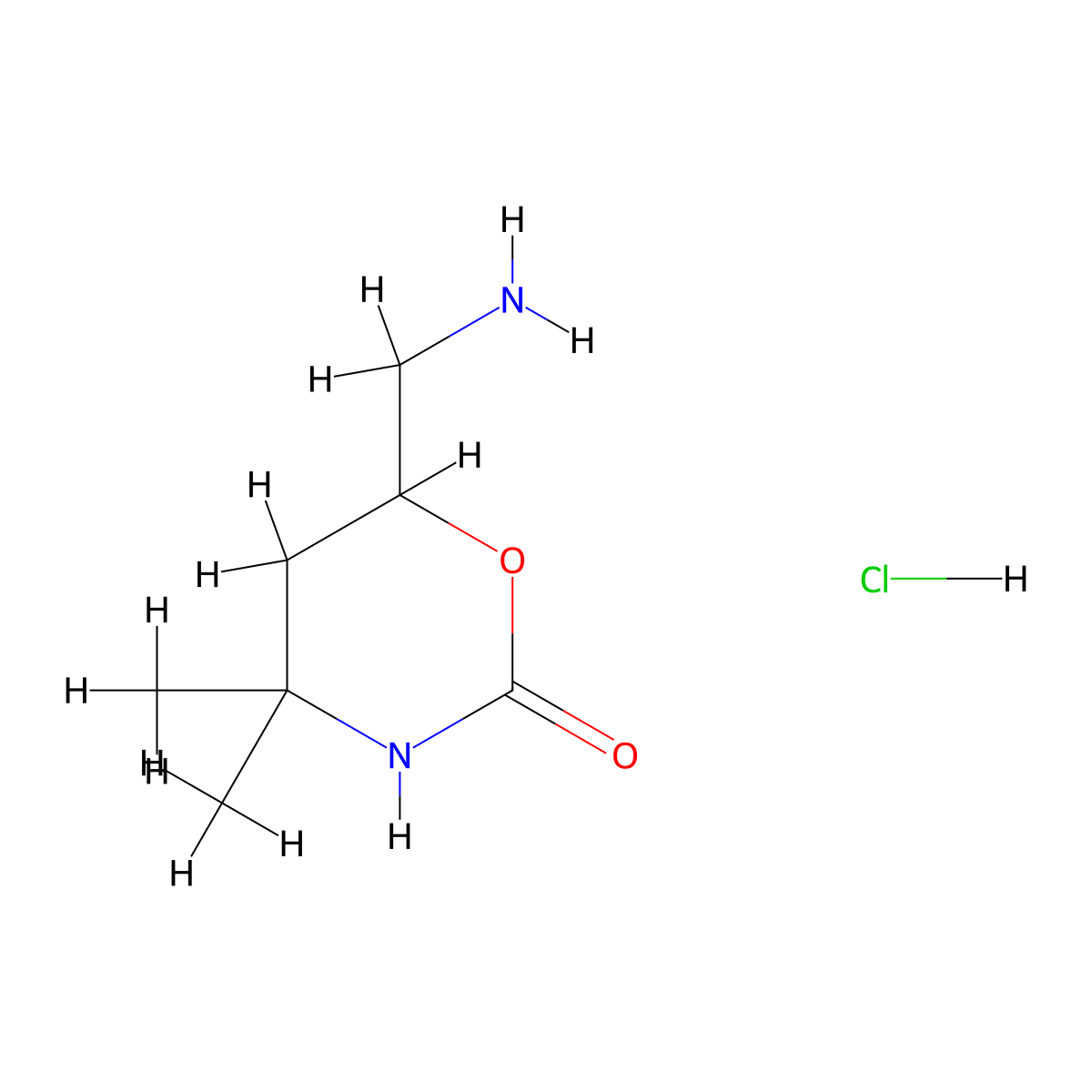 6-(Aminomethyl)-4,4-dimethyl-1,3-oxazinan-2-one hydrochloride molecular structure, CAS 2680529-38-6