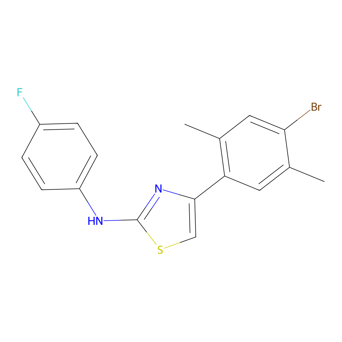 4-(4-bromo-2,5-dimethylphenyl)-N-(4-fluorophenyl)-1,3-thiazol-2-amine molecular structure, CAS 2680529-40-0
