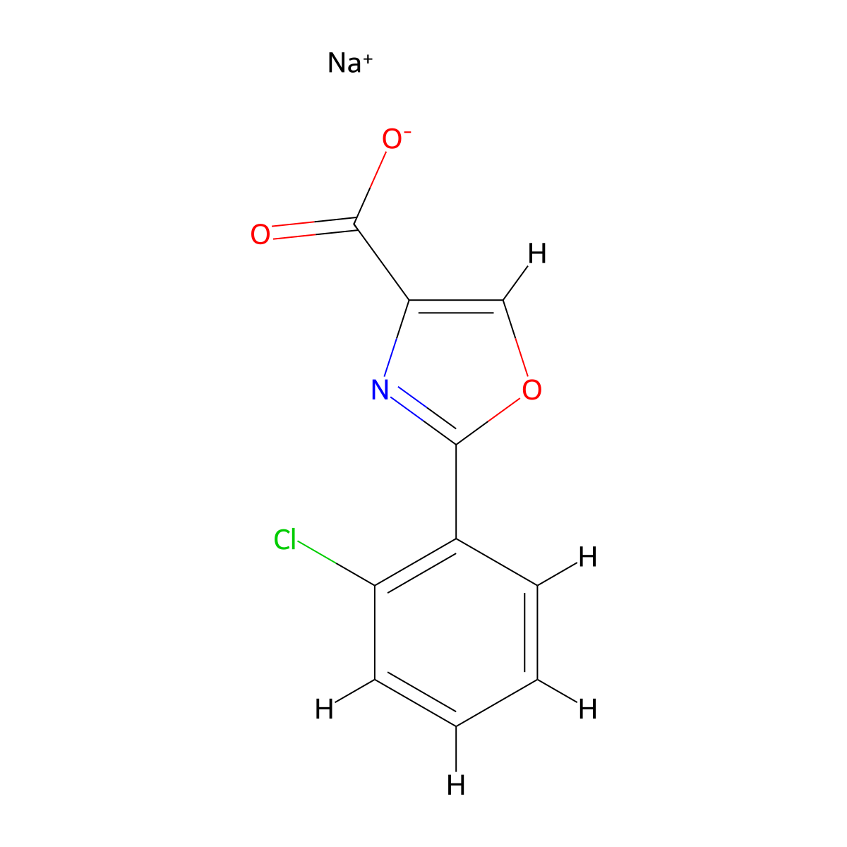 Sodium 2-(2-chlorophenyl)-1,3-oxazole-4-carboxylate molecular structure, CAS 2680529-42-2