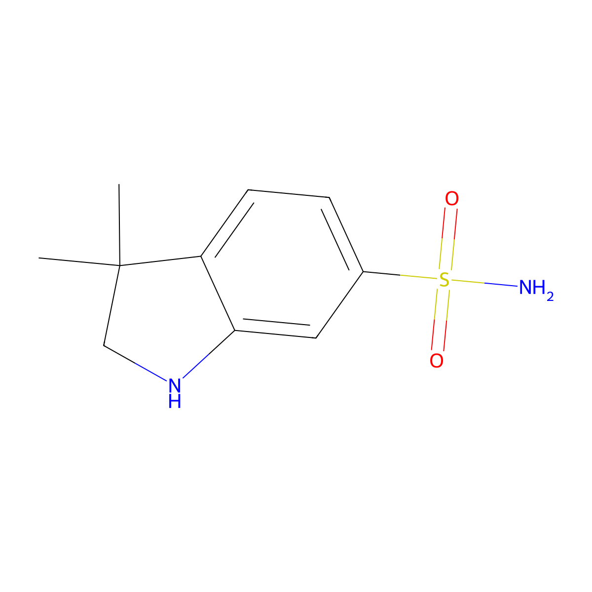 3,3-dimethyl-2,3-dihydro-1H-indole-6-sulfonamide molecular structure, CAS 2680529-44-4