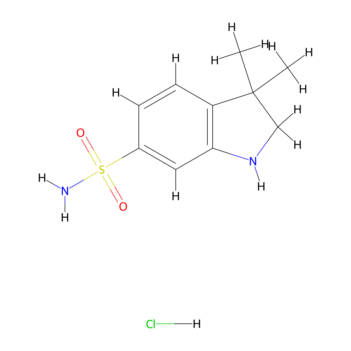 3,3-dimethyl-2,3-dihydro-1H-indole-6-sulfonamide hydrochloride molecular structure, CAS 2680529-45-5