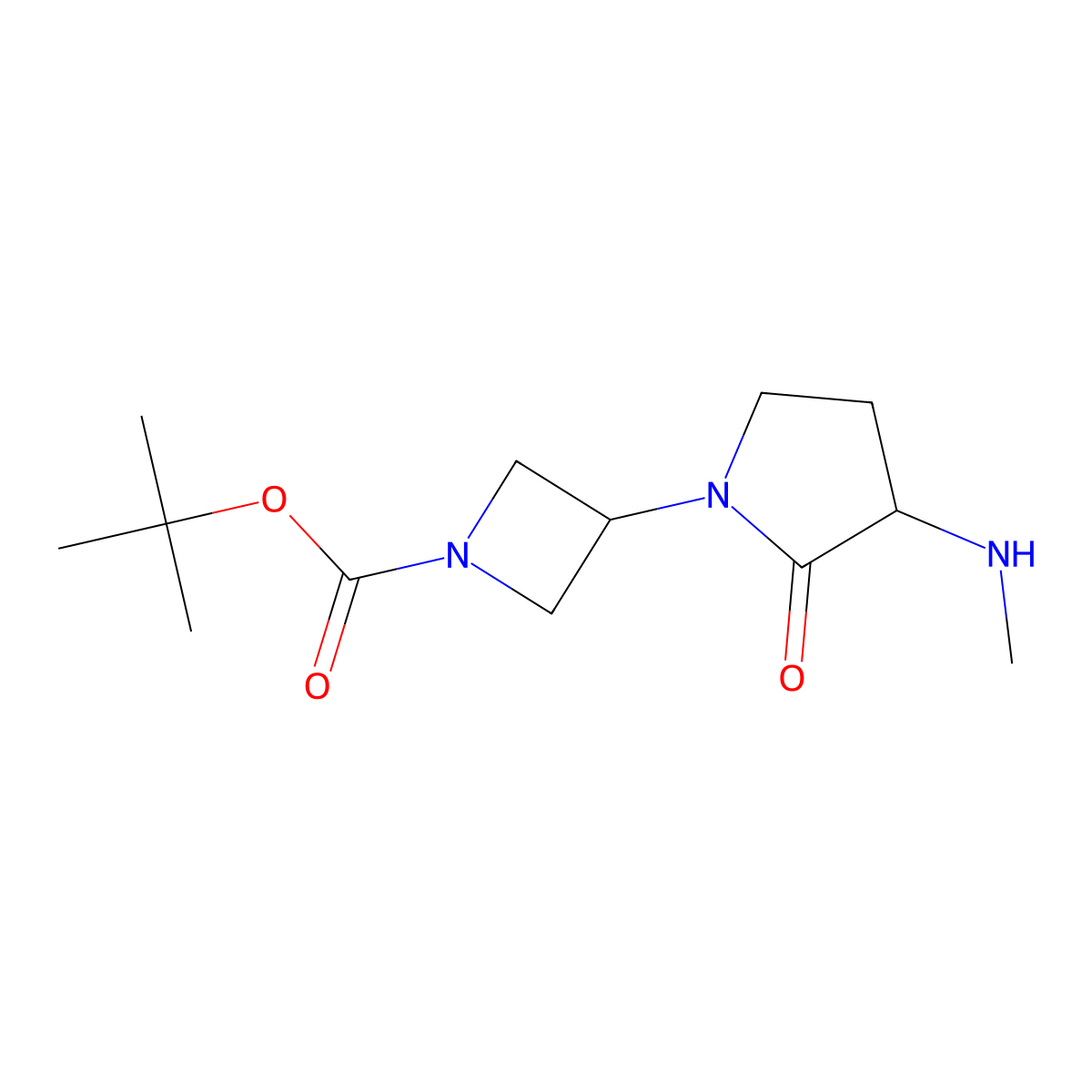 Tert-butyl 3-[3-(methylamino)-2-oxopyrrolidin-1-yl]azetidine-1-carboxylate molecular structure, CAS 2680529-47-7