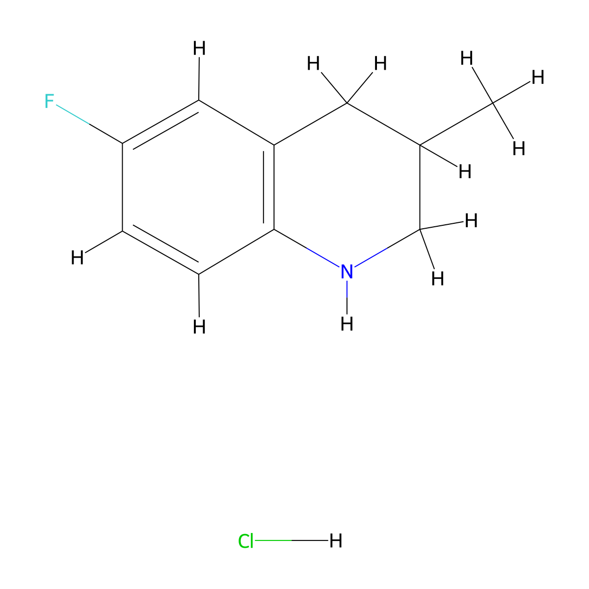 6-Fluoro-3-methyl-1,2,3,4-tetrahydroquinoline hydrochloride molecular structure, CAS 2680529-51-3