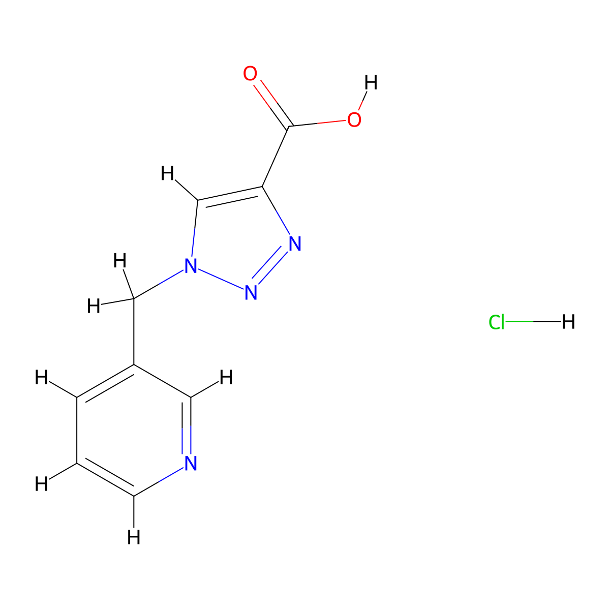 1-((pyridin-3-yl)methyl)-1H-1,2,3-triazole-4-carboxylic acid hydrochloride molecular structure, CAS 2680529-53-5