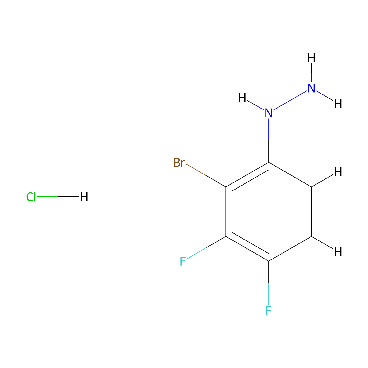 (2-Bromo-3,4-difluorophenyl)hydrazine hydrochloride molecular structure, CAS 2680529-54-6