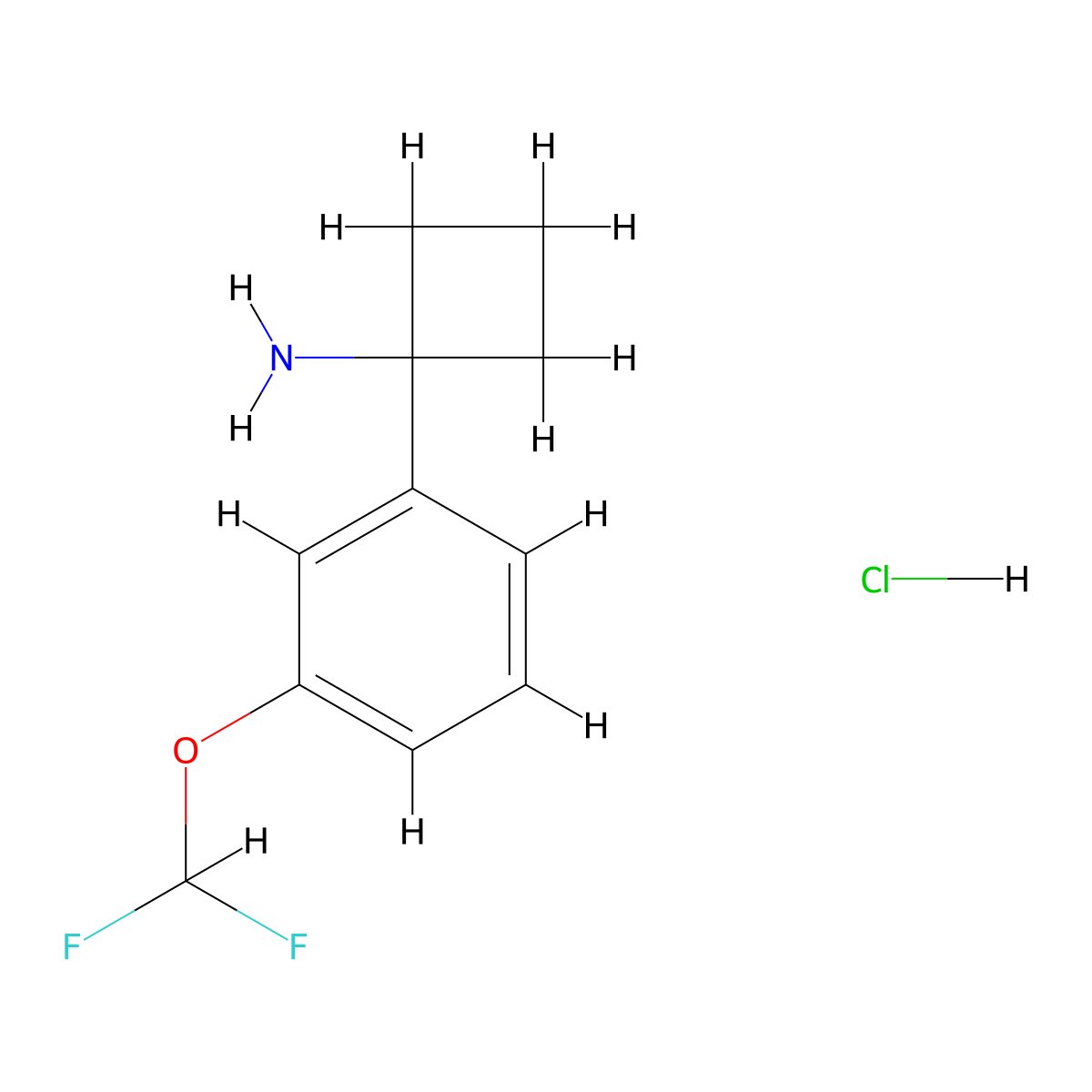 1-[3-(Difluoromethoxy)phenyl]cyclobutan-1-amine hydrochloride molecular structure, CAS 2680529-56-8