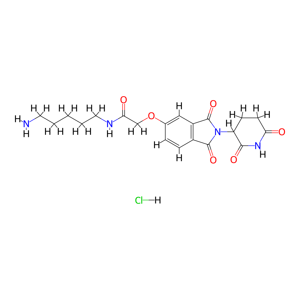 N-(5-aminopentyl)-2-{[2-(2,6-dioxopiperidin-3-yl)-1,3-dioxo-2,3-dihydro-1H-isoindol-5-yl]oxy}acetamide hydrochloride molecular structure, CAS 2680529-59-1
