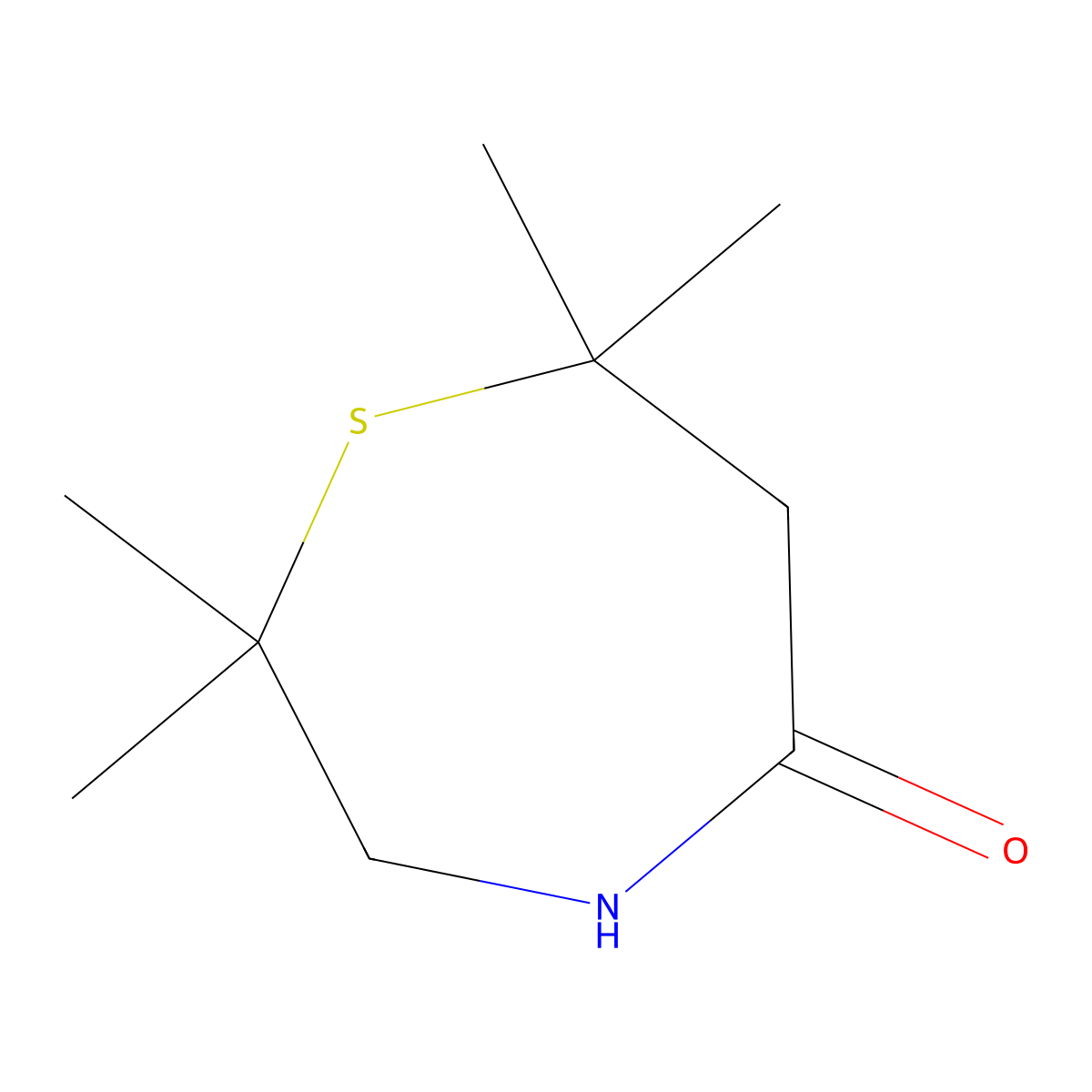 2,2,7,7-Tetramethyl-1,4-thiazepan-5-one molecular structure, CAS 2680529-65-9
