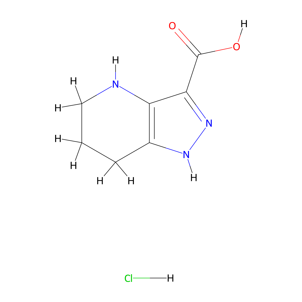 1H,4H,5H,6H,7H-pyrazolo[4,3-b]pyridine-3-carboxylic acid hydrochloride molecular structure, CAS 2680530-13-4