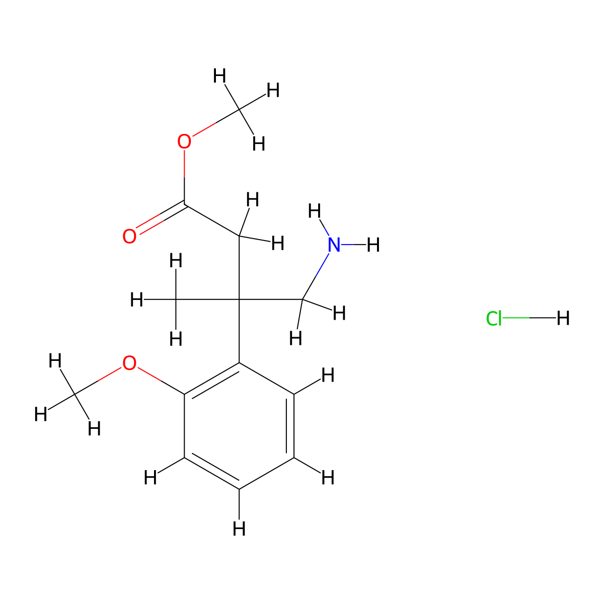 Methyl 4-amino-3-(2-methoxyphenyl)-3-methylbutanoate hydrochloride molecular structure, CAS 2680530-18-9