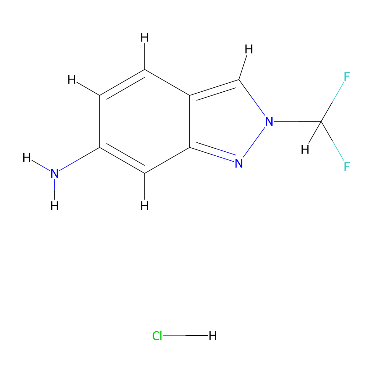 2-(difluoromethyl)-2H-indazol-6-amine hydrochloride molecular structure, CAS 2680530-26-9