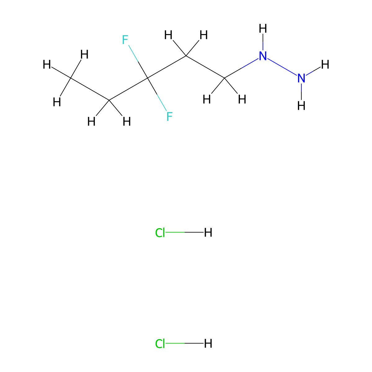 (3,3-Difluoropentyl)hydrazine dihydrochloride molecular structure, CAS 2680530-49-6