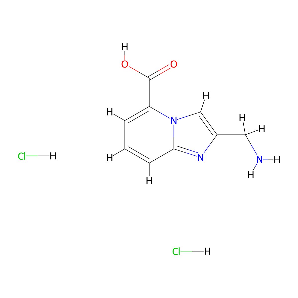 2-(Aminomethyl)imidazo[1,2-a]pyridine-5-carboxylic acid dihydrochloride molecular structure, CAS 2680530-62-3